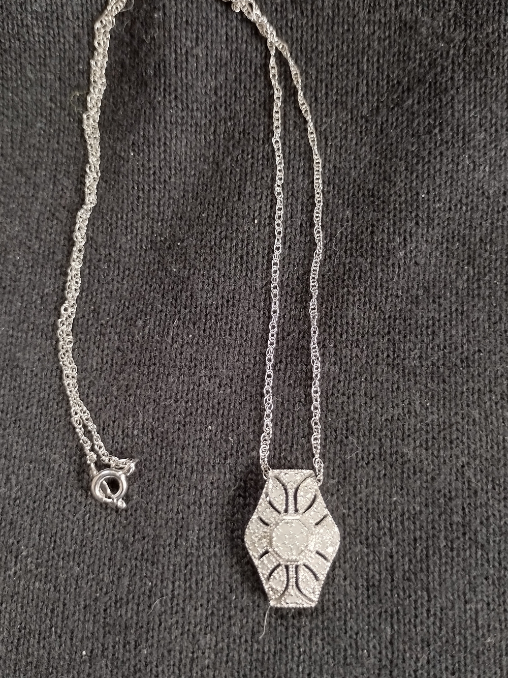 Sterling Silver Sparkle Pendant Necklace - Silver